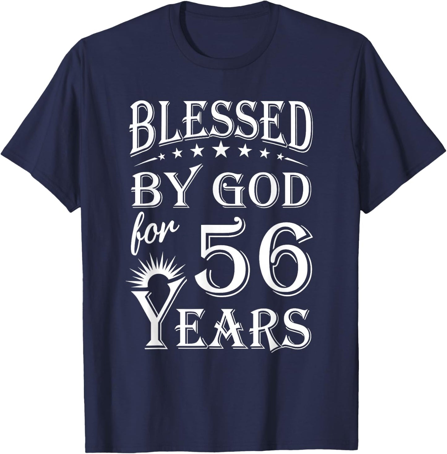 Vintage Blessed by God for 56 years Happy 56th Birthday T-Shirt - T-Shirt | Navy