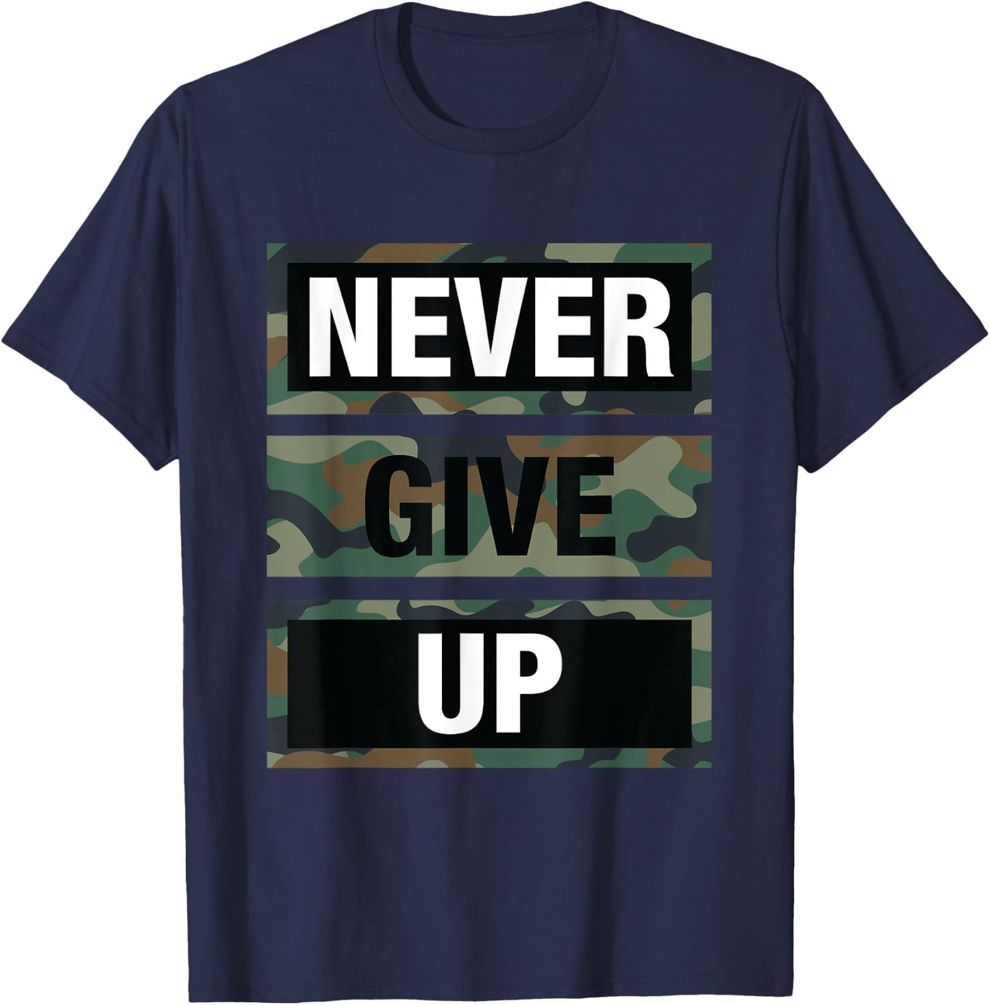 Bahaa's Don't Give Up Illustration Quotes Novelty Graphic Designs T-Shirt - T-Shirt | Navy