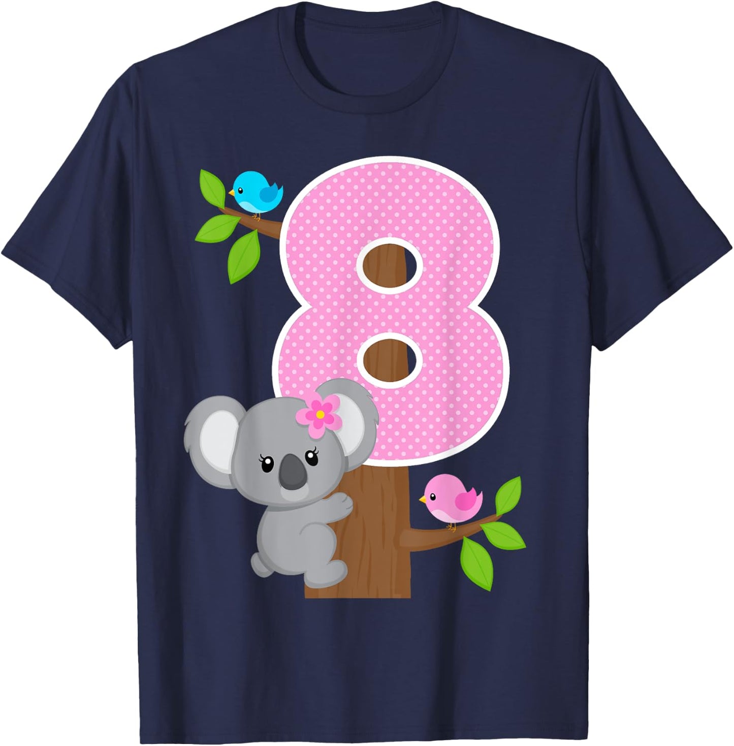 Koala Bear 8th Birthday Girl 8 Year Old Birthday Koalas Bday T-Shirt - T-Shirt | Navy