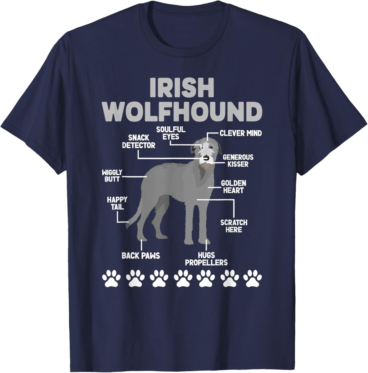 Anatomy Of Irish Wolfhound Lover Irish Wolfhound Owner T-Shirt - T-Shirt | Navy