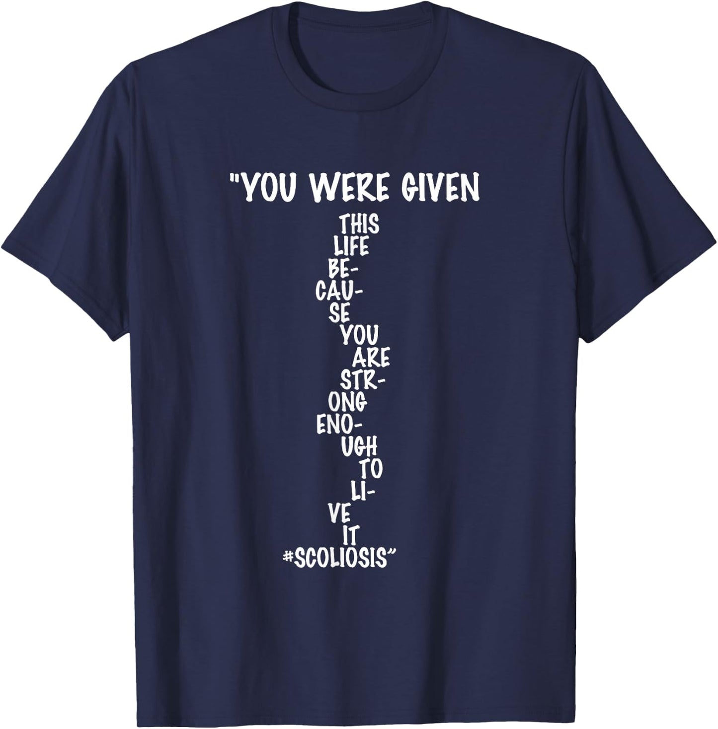Scoliosis Warrior Green Back Brace Spine Awareness Scoliotic T-Shirt - T-Shirt | Navy