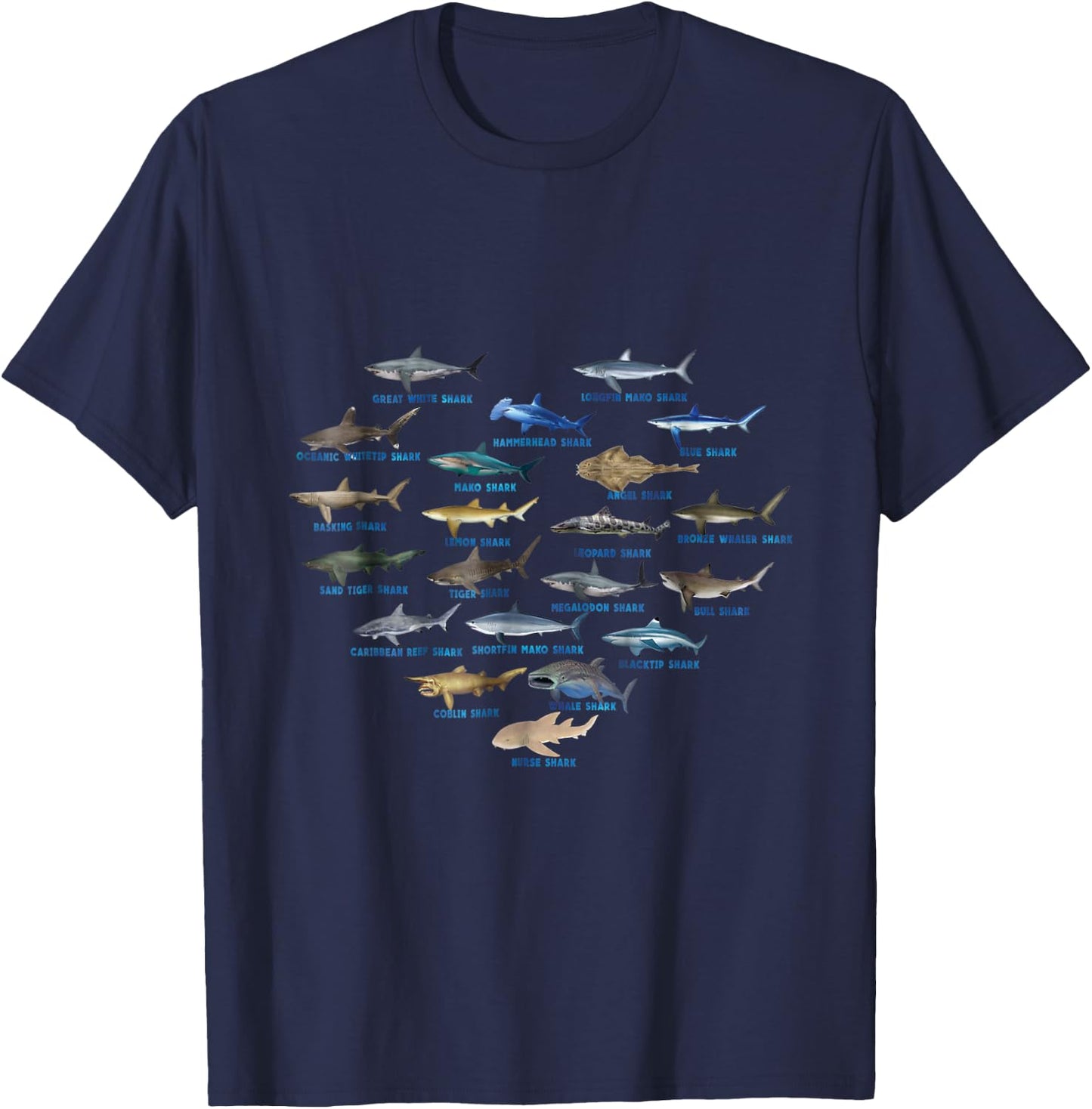 Sharks heart Ocean Animal Shark Lovers men kids T-Shirt - T-Shirt | Navy
