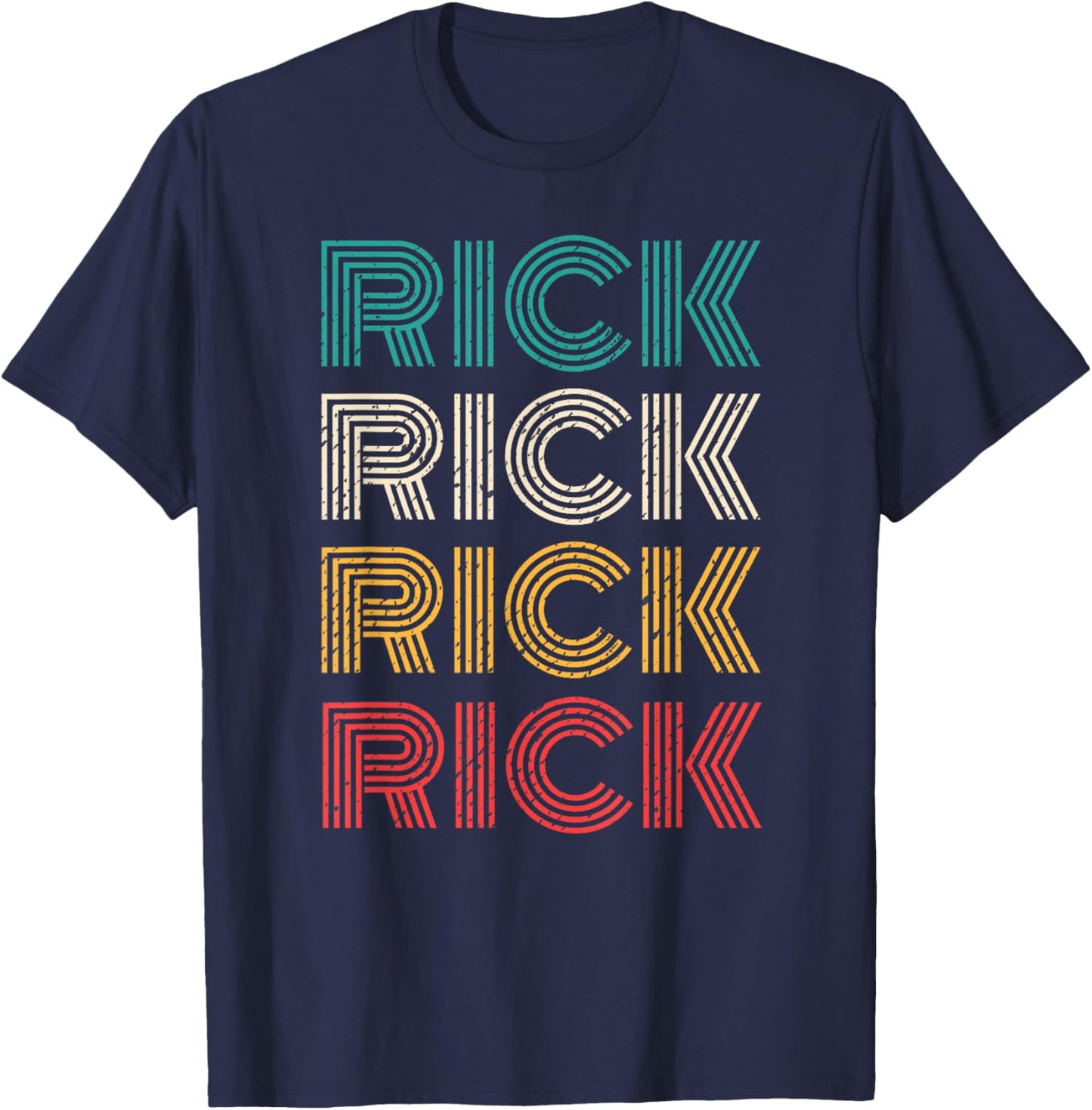 Retro Rick Vintage Distressed 80s Style T-Shirt - T-Shirt | Navy