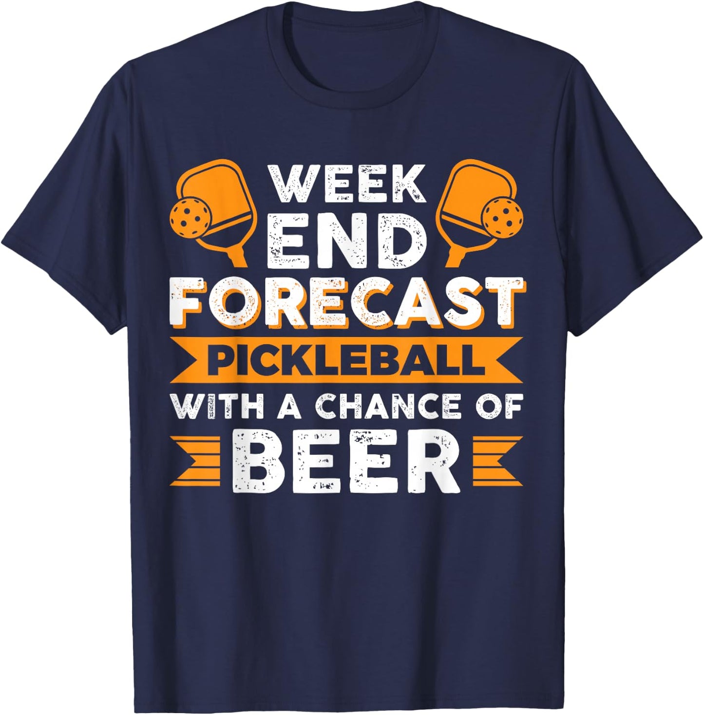 Weekend Forecast Pickleball with a chance of Beer T-Shirt - T-Shirt | Navy