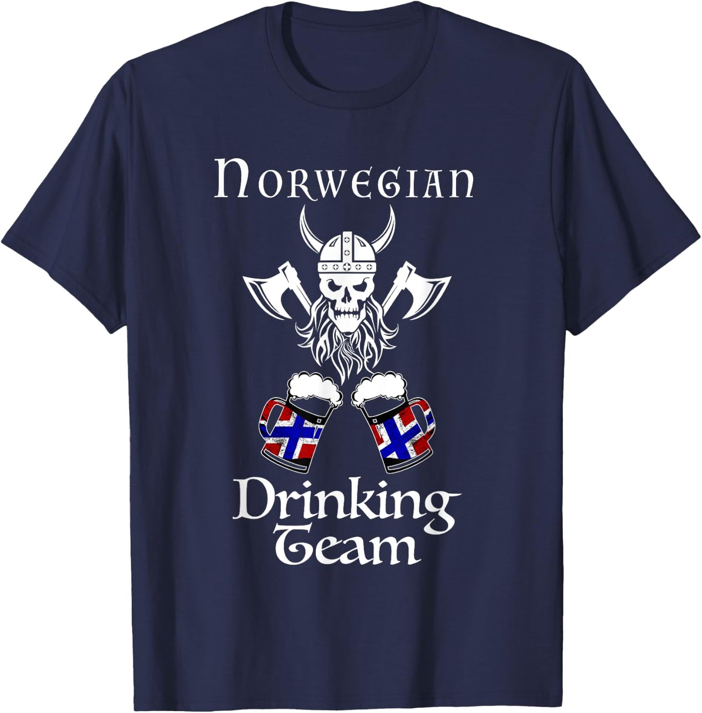 Norwegian drinking team Norge vikings and beer Norway T-Shirt - T-Shirt | Navy