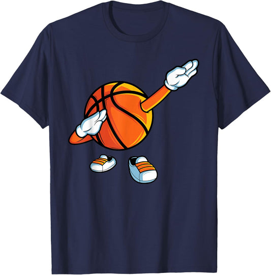 Funny Dabbing Basketball Dancing Ball Game in Shoes for Boys T-Shirt - T-Shirt | Navy