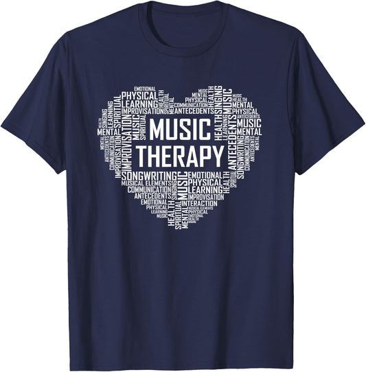 Music Therapy Heart Gift Therapist Appreciation Graduation T-Shirt - T-Shirt | Navy