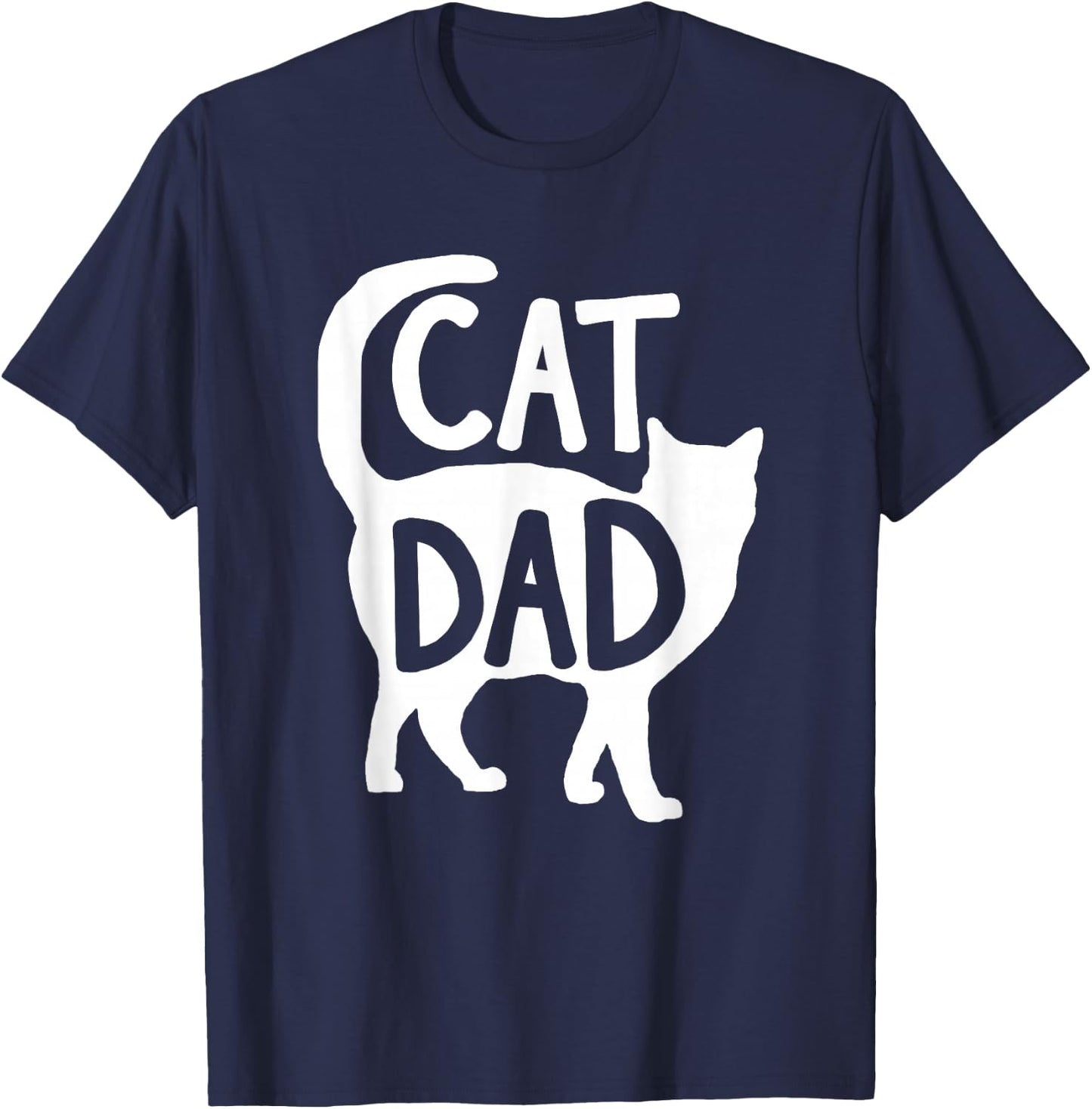 Best Cat Dad Fathers Day Men Kitty Daddy Papa Christmas Meow T-Shirt - T-Shirt | Navy