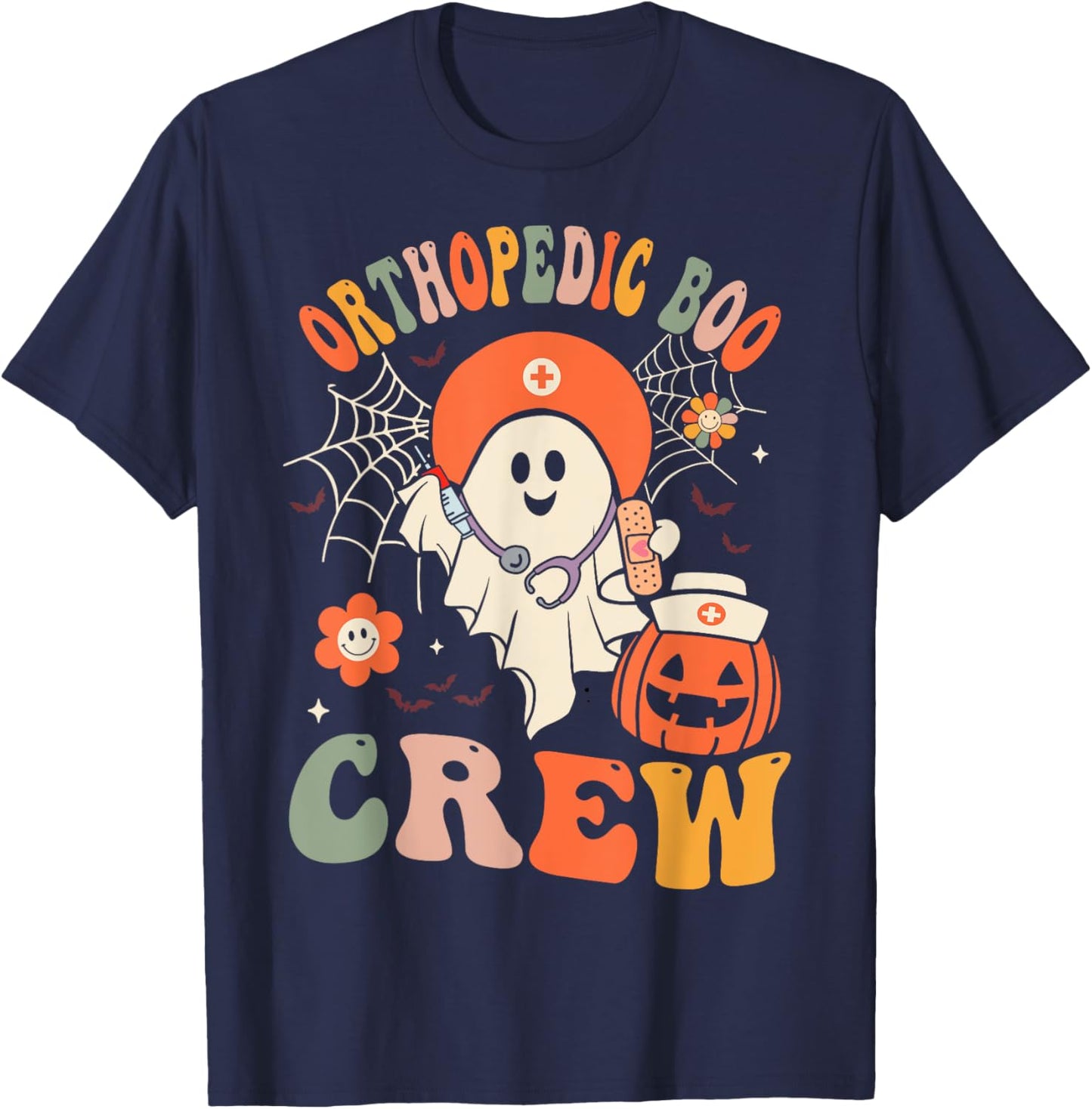 Orthopedic Boo Crew Ghost Ortho Nursing Halloween Women T-Shirt - T-Shirt | Navy