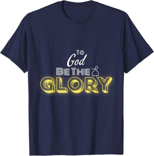 Faith Essentials To God be the Glory Christian - Black, -Adults, Small, Short Sleeve, Modern, Letter Print, Christmas T-Shirt - T-Shirt | Navy