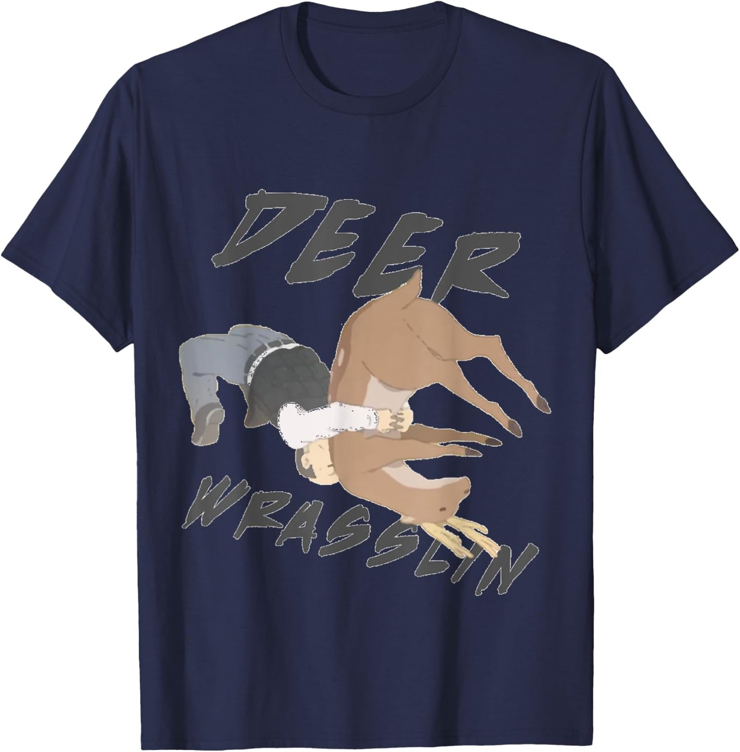Deer Wrasslin (Wrestling) T-Shirt - T-Shirt | Navy