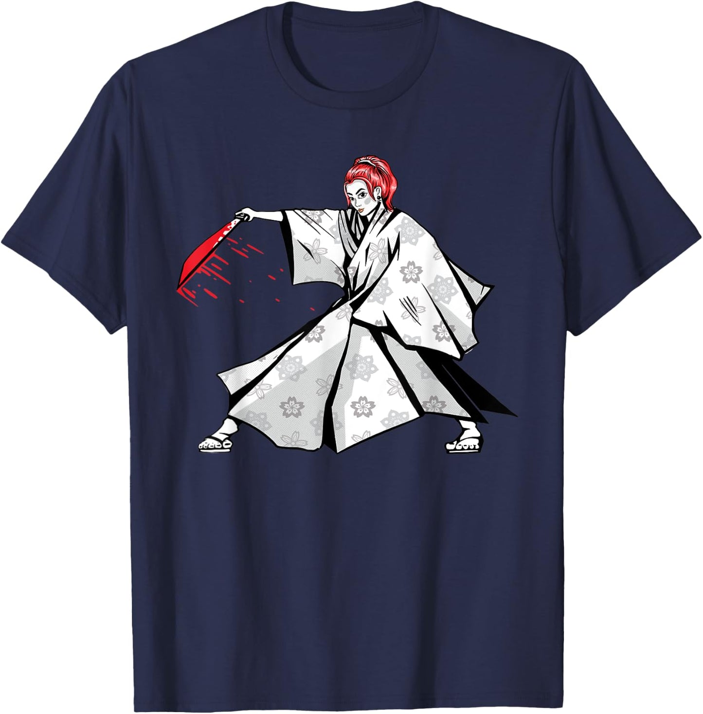 Japanese sword fight woman. T-Shirt - T-Shirt | Navy