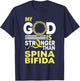 My God Is Stronger Than Spina Bifida Awareness Ribbon T-Shirt - T-Shirt | Navy