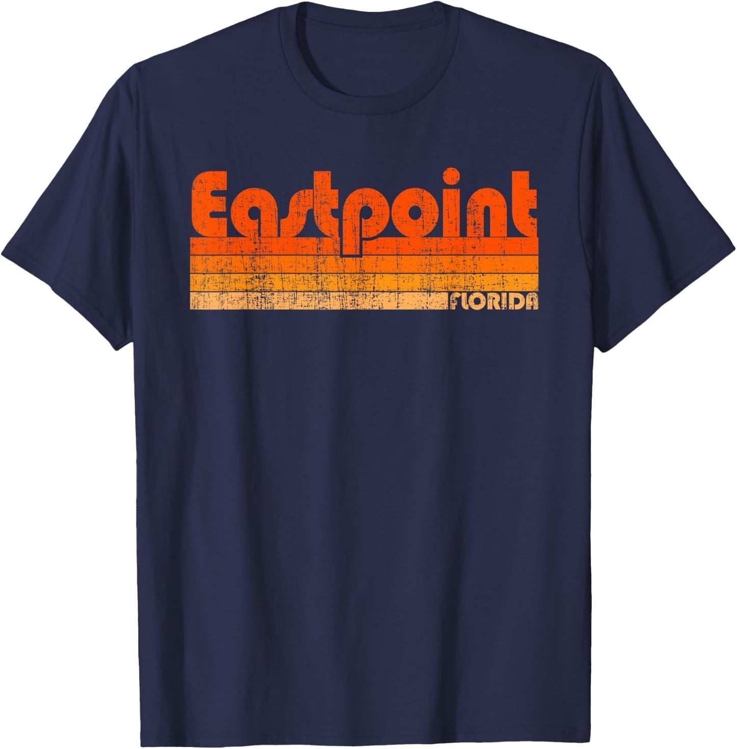Eastpoint, Florida Retro 80s Style T-Shirt - T-Shirt | Navy