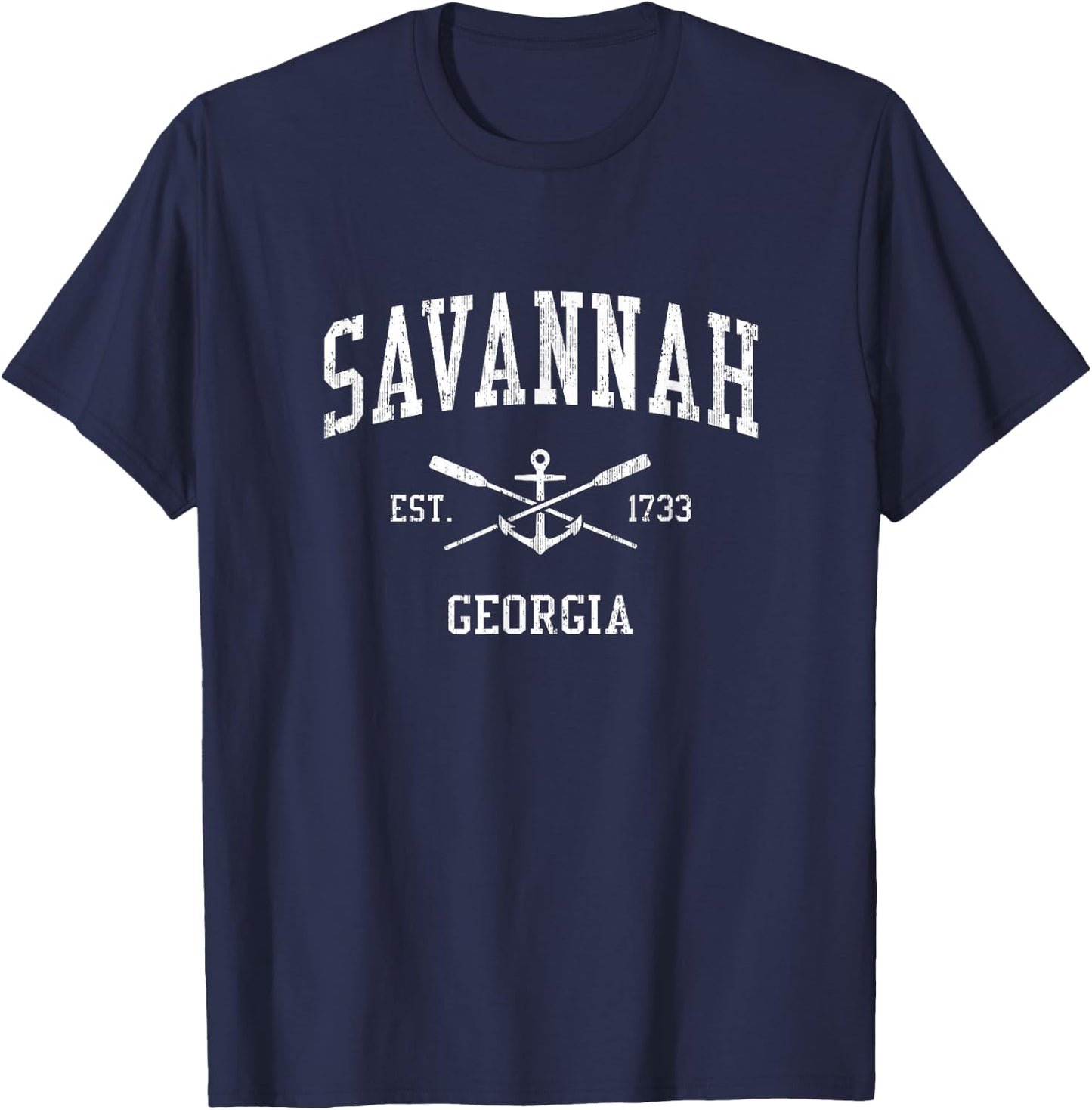 Savannah GA Vintage Crossed Oars & Boat Anchor Sports T-Shirt - T-Shirt | Navy