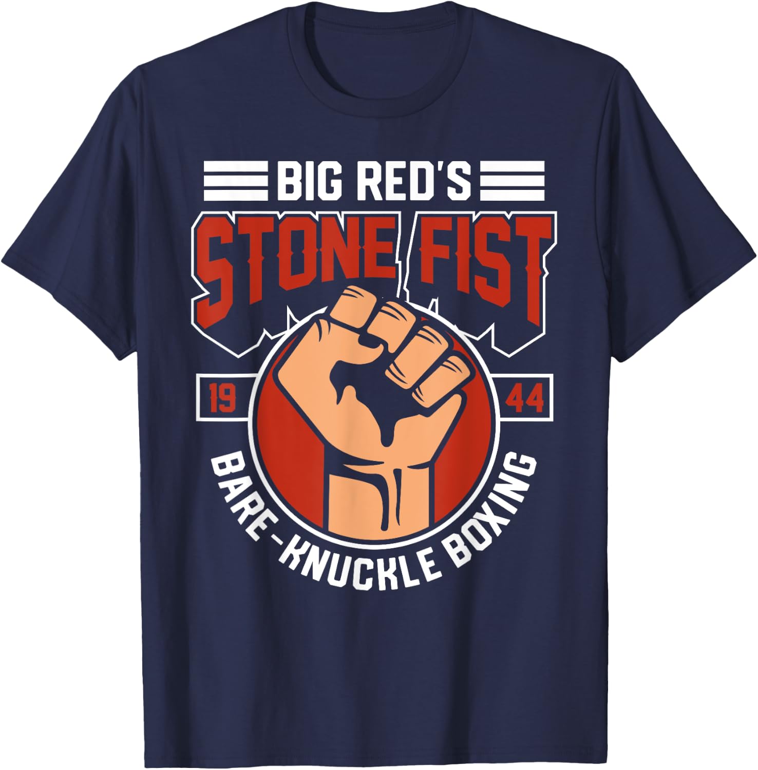 Bare-Knuckle Boxing Club Fighter Training Gym Stone Fist T-Shirt - T-Shirt | Navy