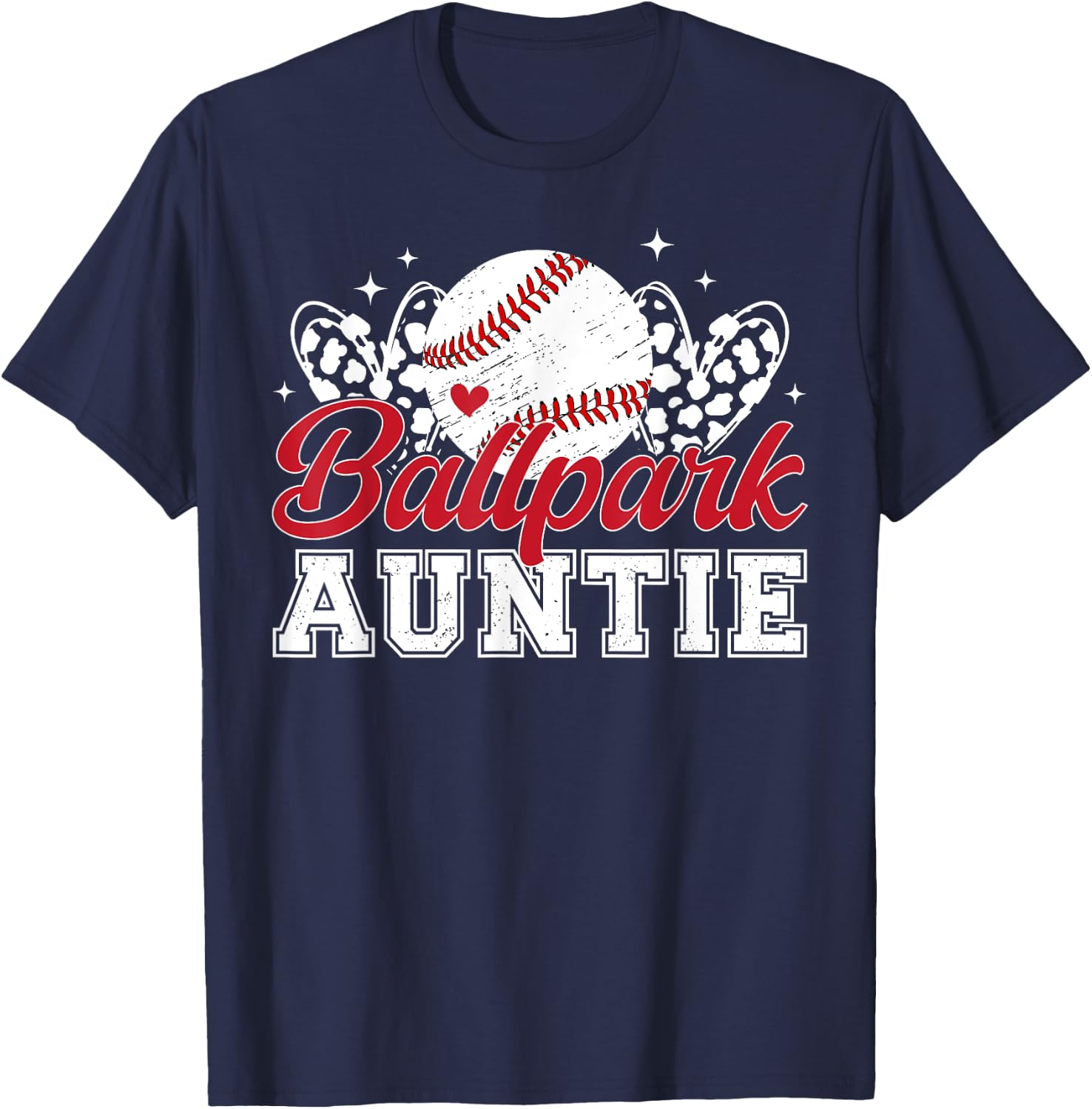 Ballpark Auntie Baseball Aunt Of A Baseball Player Aunt T-Shirt - T-Shirt | Navy