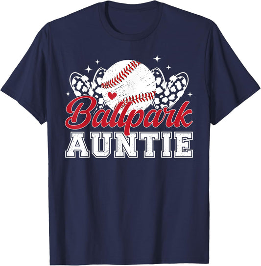 Ballpark Auntie Baseball Aunt Of A Baseball Player Aunt T-Shirt - T-Shirt | Navy