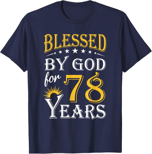 Vintage Blessed by God for 78 years Happy 78th Birthday T-Shirt - T-Shirt | Navy