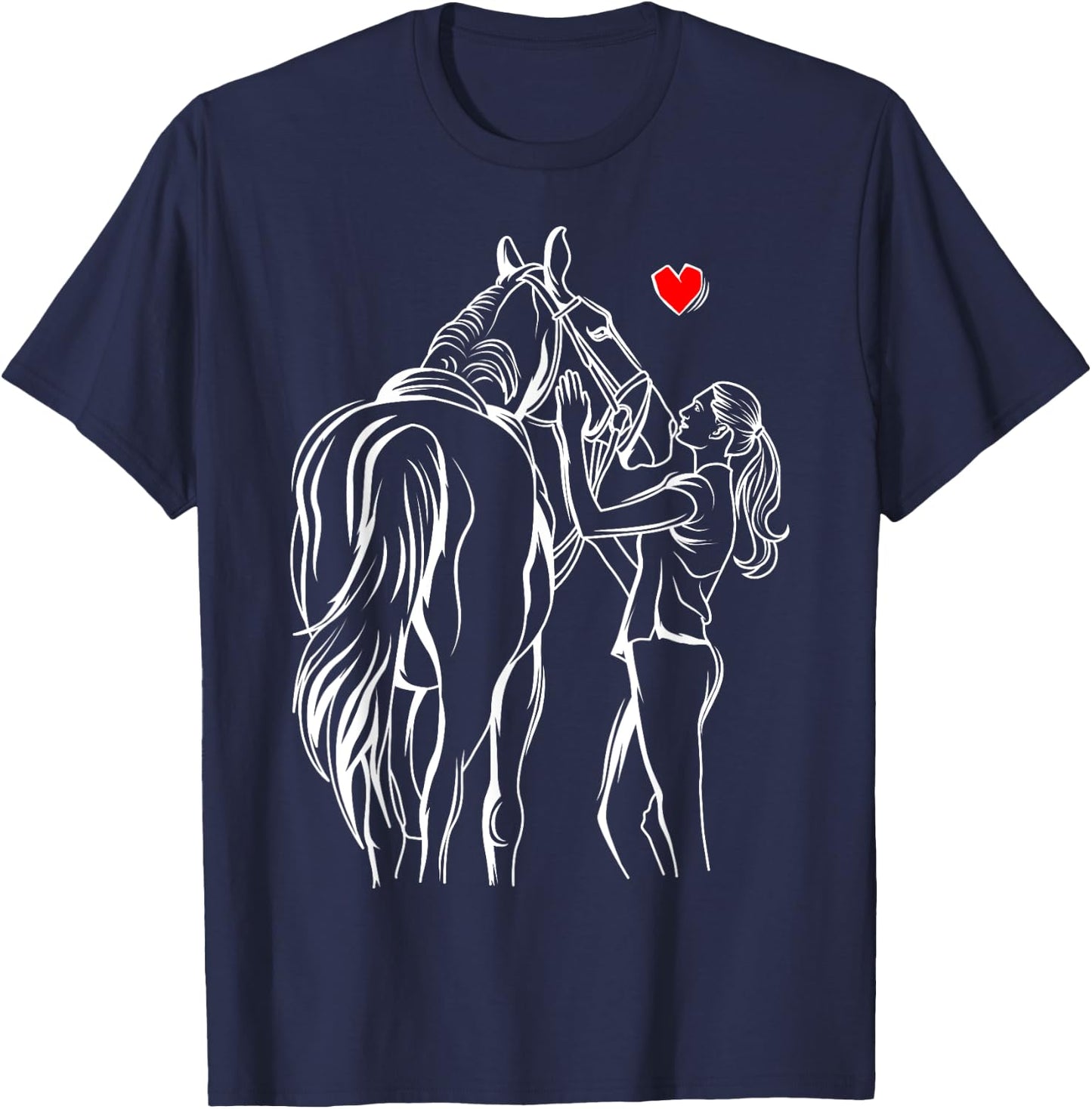 Horse Lover Girl Women Horseback Riding T-Shirt - T-Shirt | Navy