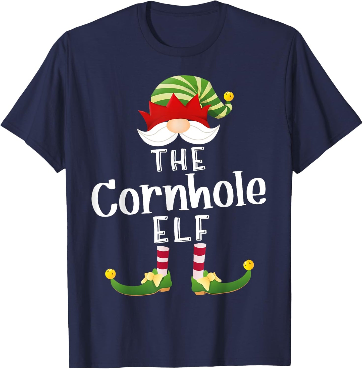 Cornhole Elf Group Christmas Funny Pajama Party T-Shirt - T-Shirt | Navy