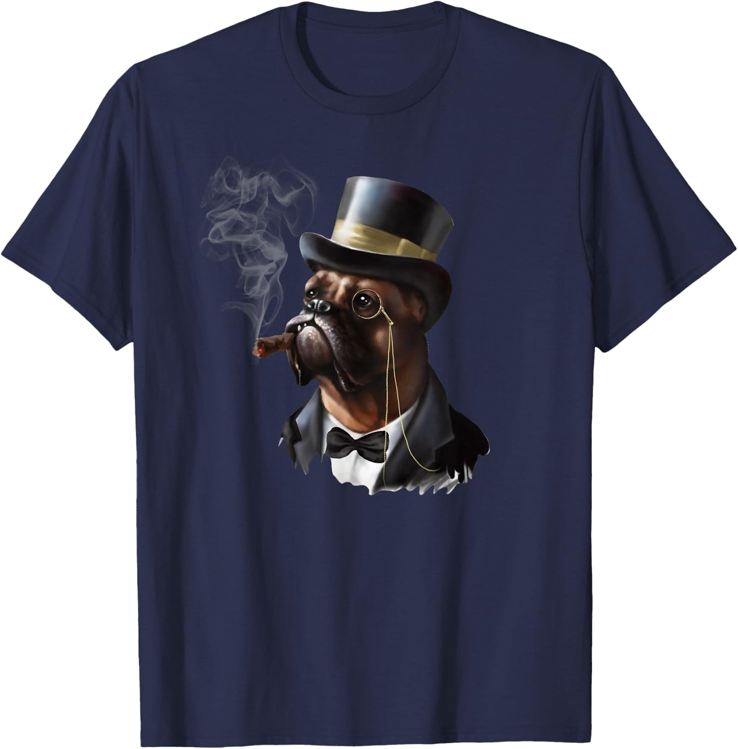 Boxer Dog Smoke Cigars Women T-Shirt - T-Shirt | Navy