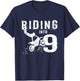 Riding Into 9 Years Old 9th Birthday Boy Dirt Bike Party T-Shirt - T-Shirt | Navy