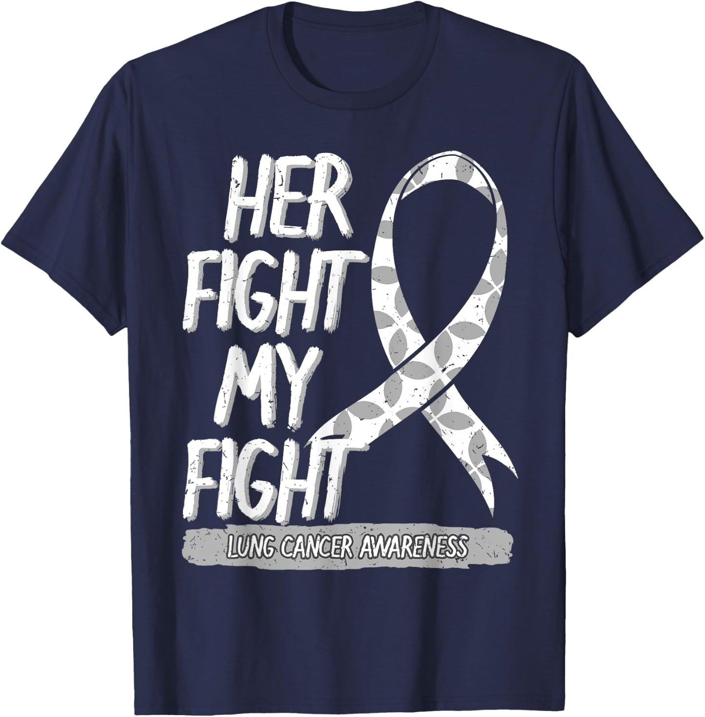 Lung Cancer Awareness White Ribbon Carcinoma Patient Gift T-Shirt - T-Shirt | Navy
