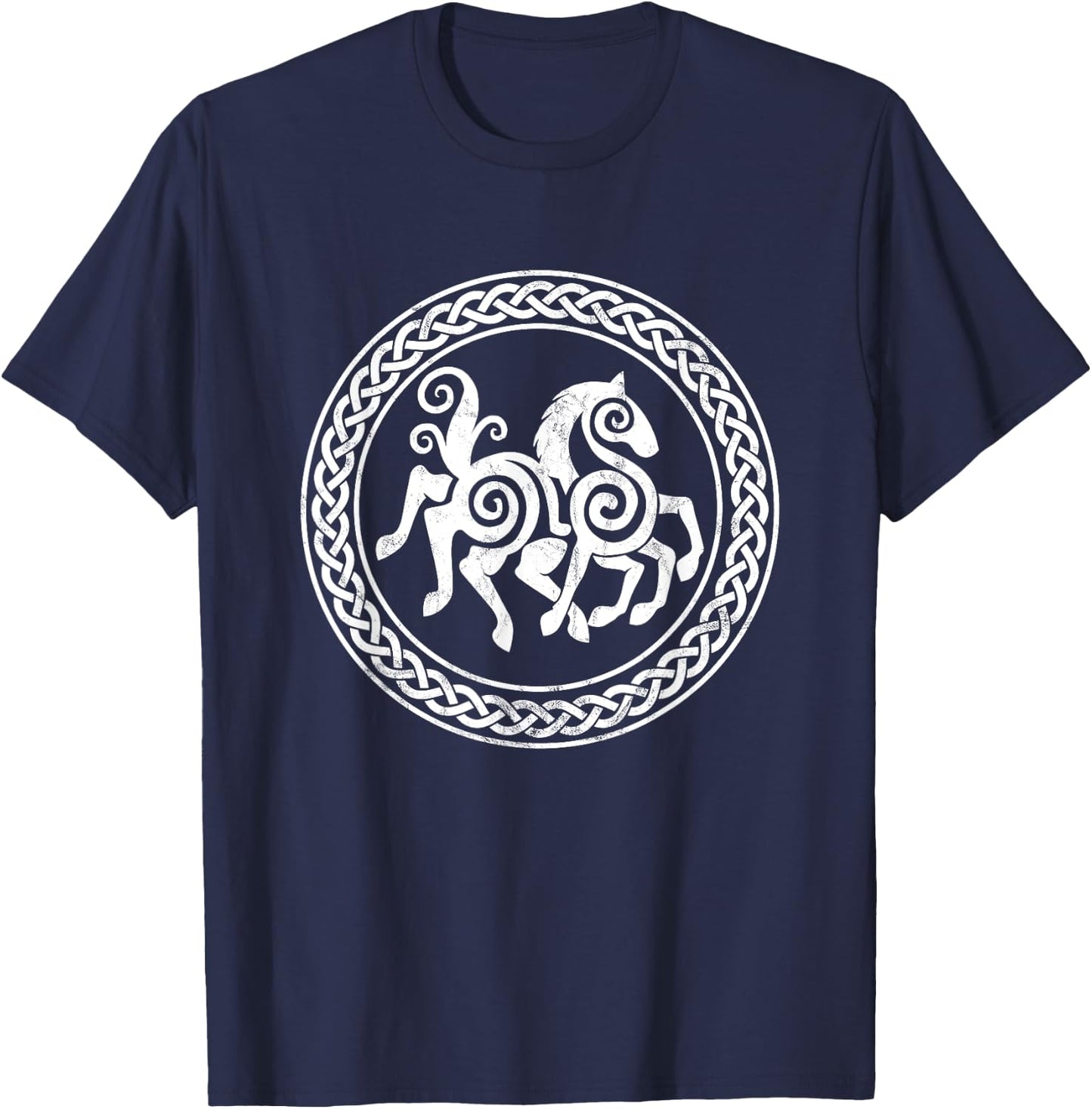 Sleipnir Horse Of Odin Runic Circle Viking Gift T-Shirt - T-Shirt | Navy