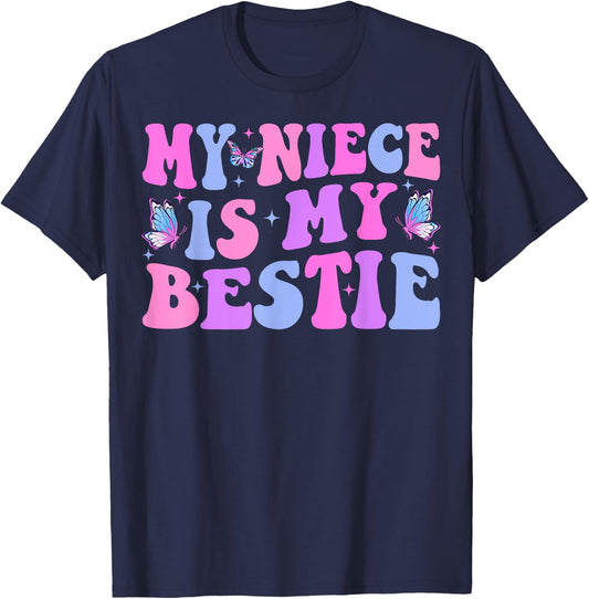 Groovy My Niece Is My Bestie Aunt And Niece Matching T-Shirt - T-Shirt | Navy