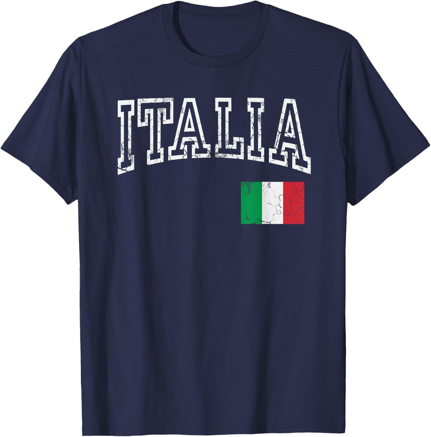 Italia Italian Flag Italy Distressed Design T-Shirt - T-Shirt | Navy