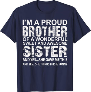 Funny Gift Brother from Awesome Sister Birthday Xmas T-Shirt - T-Shirt | Navy