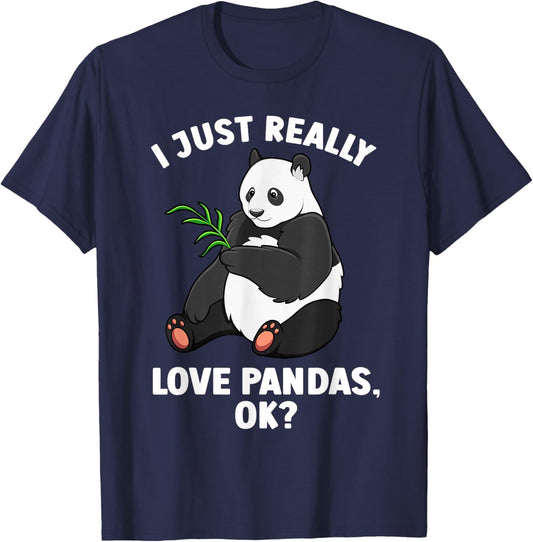 Panda Art Women Animal Giant Panda Bear Panda Lover T-Shirt - T-Shirt | Navy