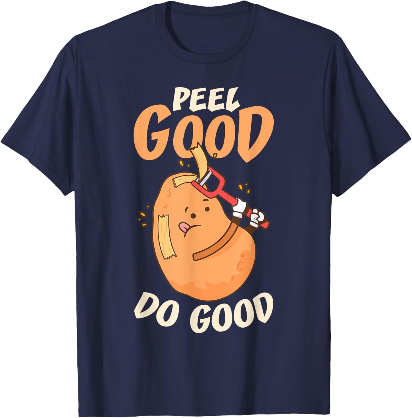 Funny Potato Peeler Hand T-Shirt - T-Shirt | Navy