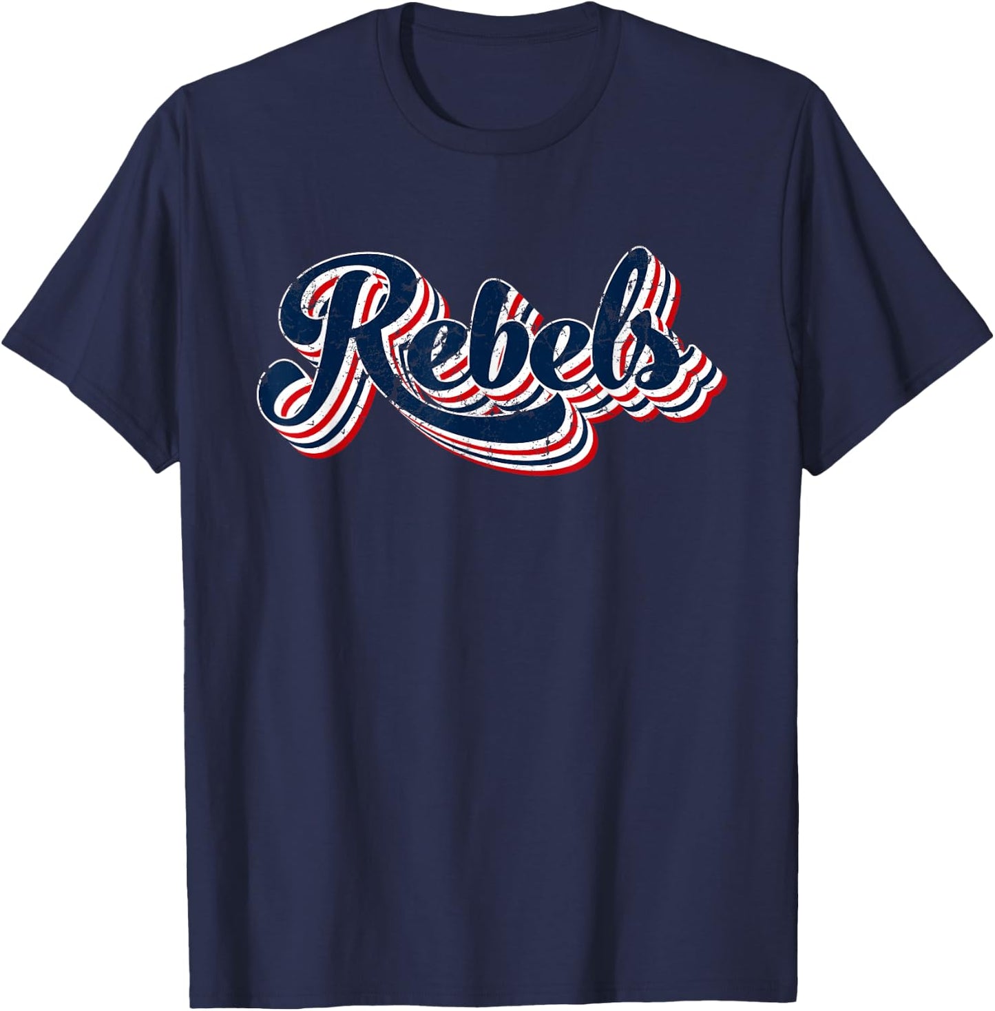 Rebels Patriotic USA America Proud 4th of July Retro Graphic T-Shirt - T-Shirt | Navy