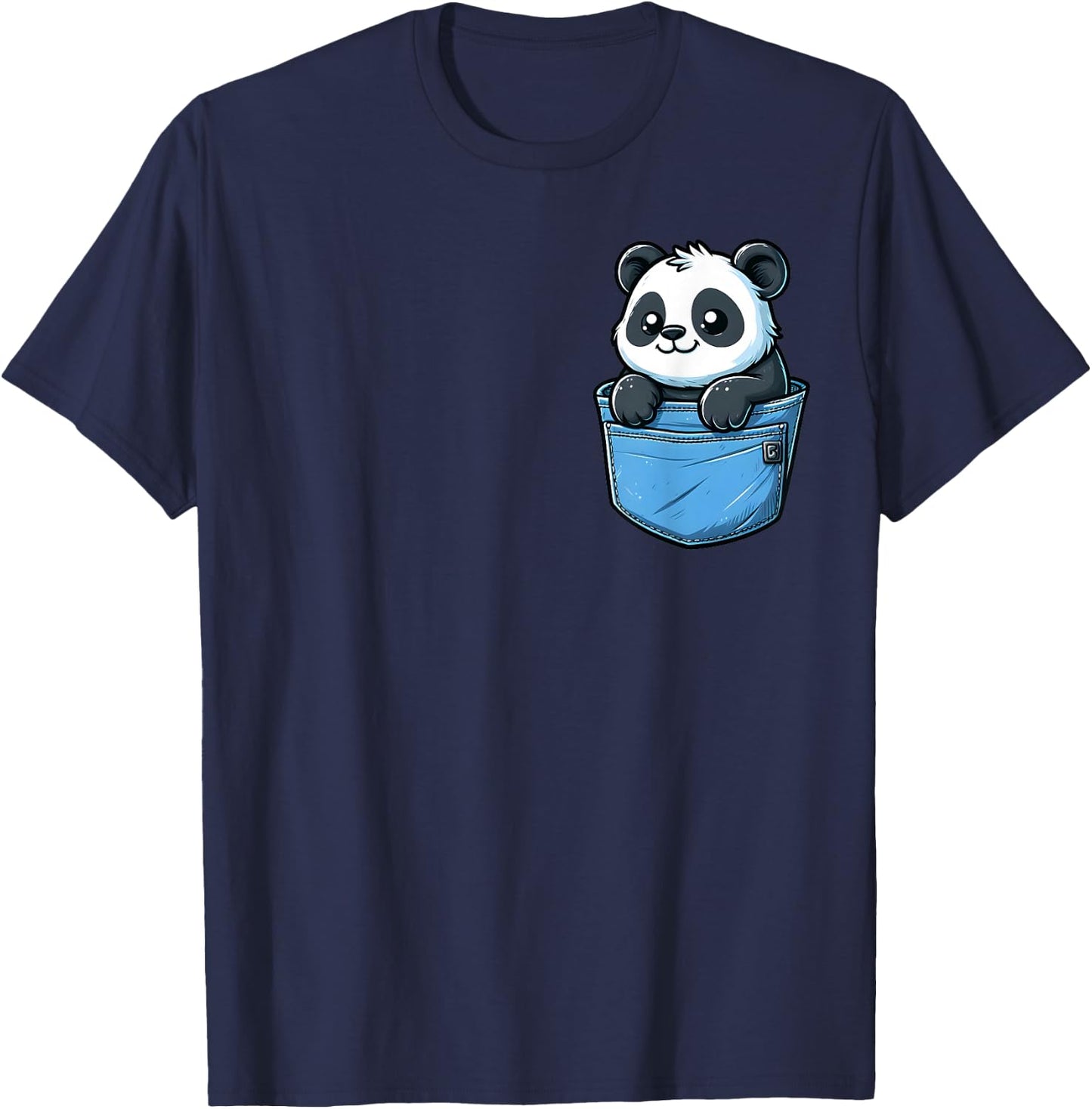 Adorable Panda in Pocket for Kids, Boys, Girls, Women T-Shirt - T-Shirt | Navy