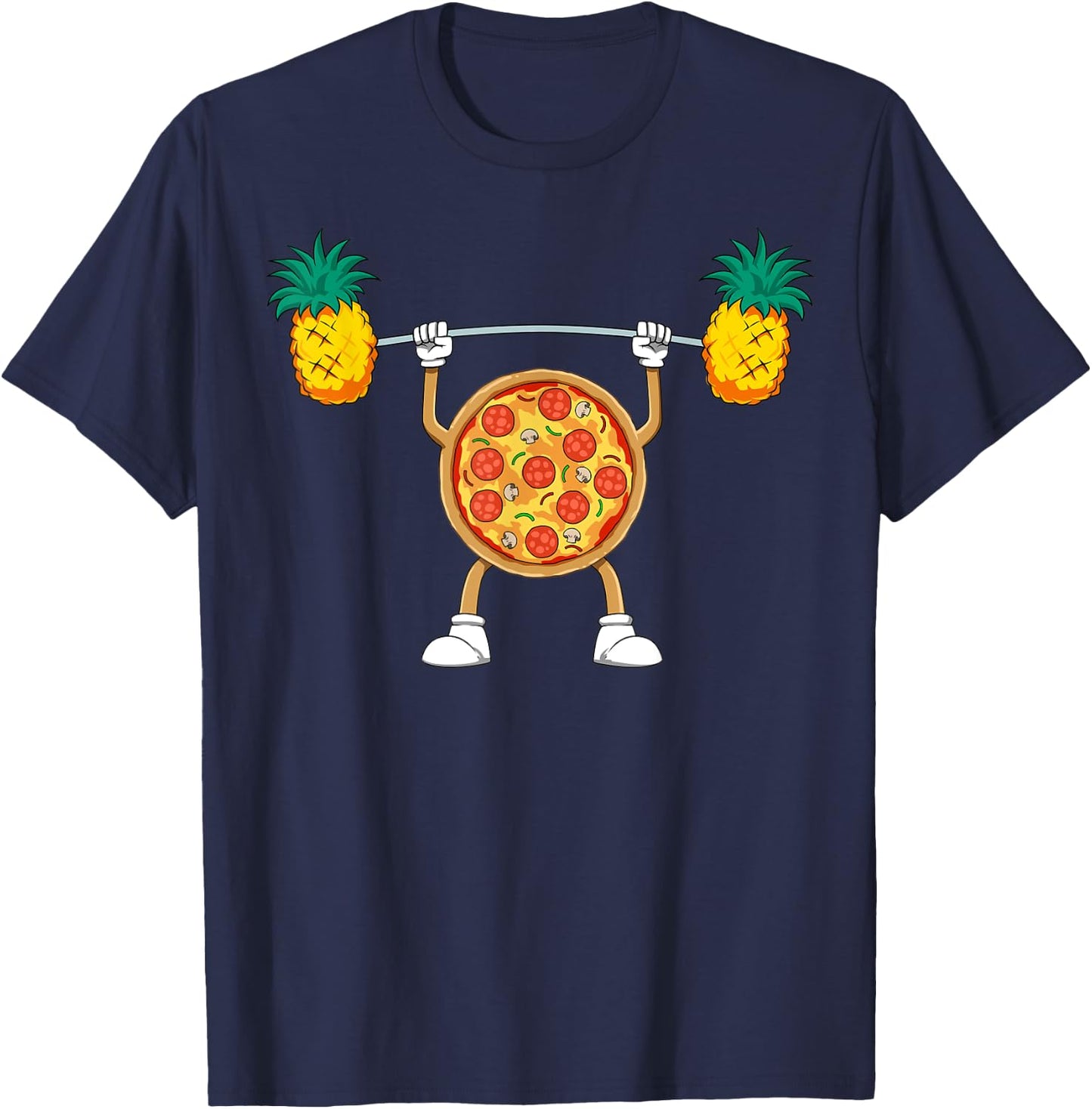Pizza Lifting Pineapple Pizza Hawaiian Pizza Workout Gym T-Shirt - T-Shirt | Navy