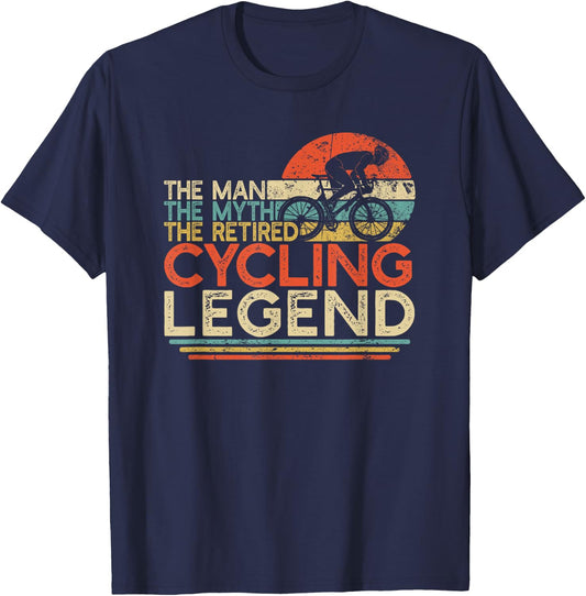Bike Cyclist Retirement Gift Man Myth Retired Cycling Legend T-Shirt - T-Shirt | Navy