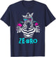 Ze-Bro - Retro Zebra Bro Flex Animal Word Pun Lover T-Shirt - T-Shirt | Navy