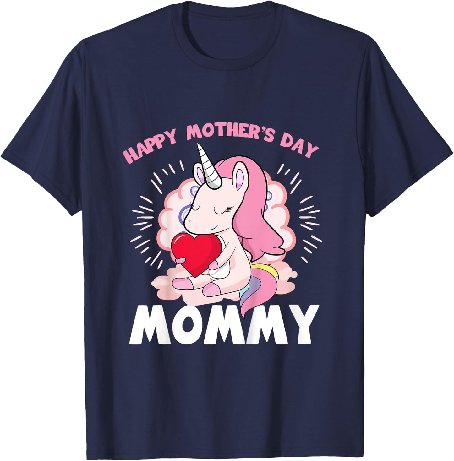 Happy Mothers Day Mommy Daughter To Mom Unicorn Toddler Girl T-Shirt - T-Shirt | Navy