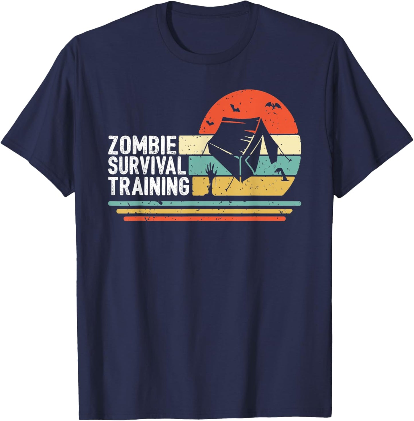 Halloween Camping Gift Scary Camper Zombie Survival Training T-Shirt - T-Shirt | Navy