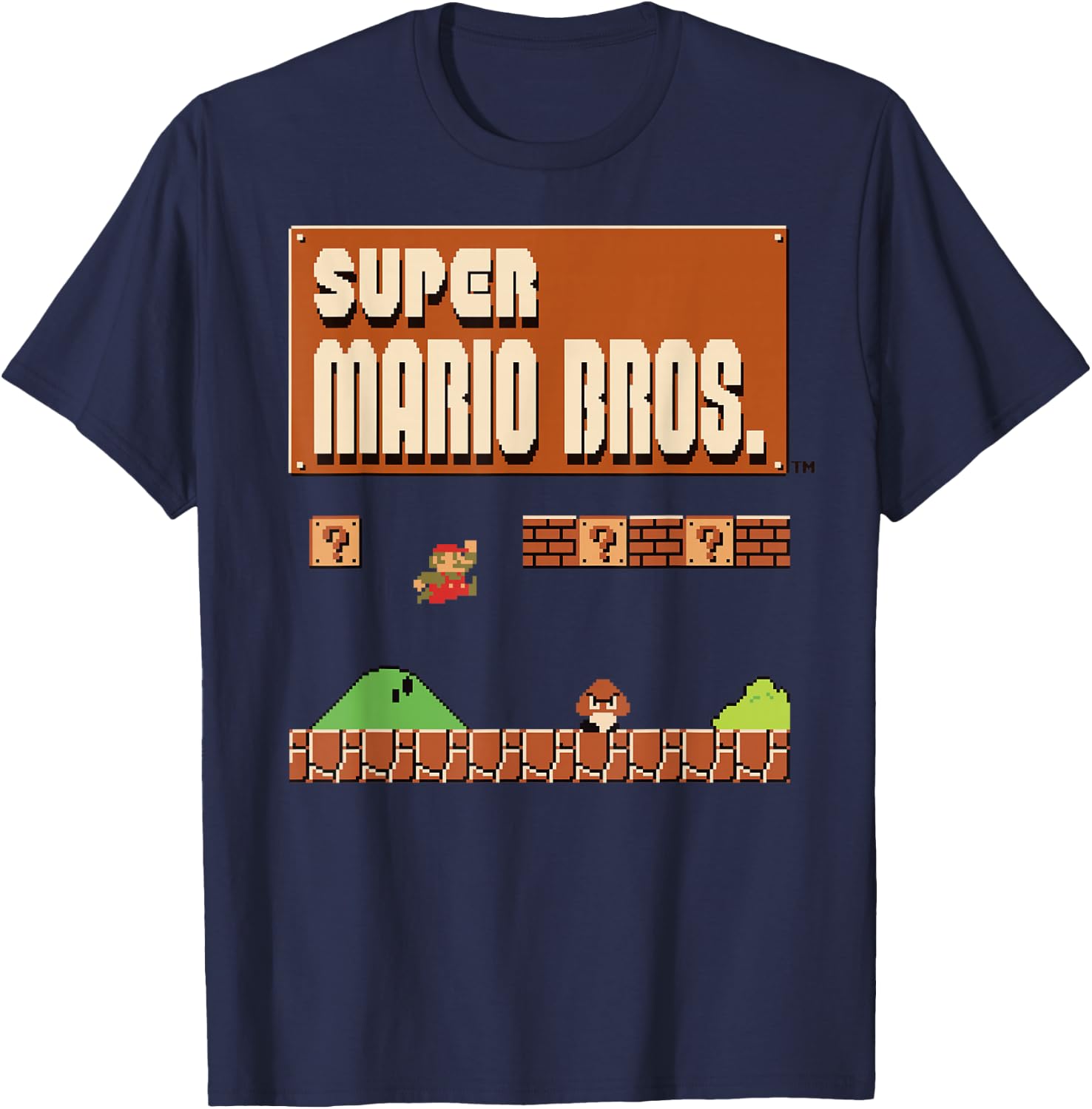 Super Mario Classic Game Play Poster T-Shirt - T-Shirt | Navy