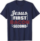 Food Lover Pun Jesus First Bacon Second BBQ Grill Chef Gift T-Shirt - T-Shirt | Navy