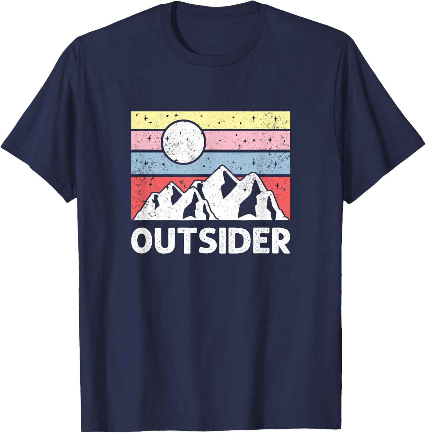 Outsider - Retro Mountain Hiking Outdoor Lover T-Shirt - T-Shirt | Navy