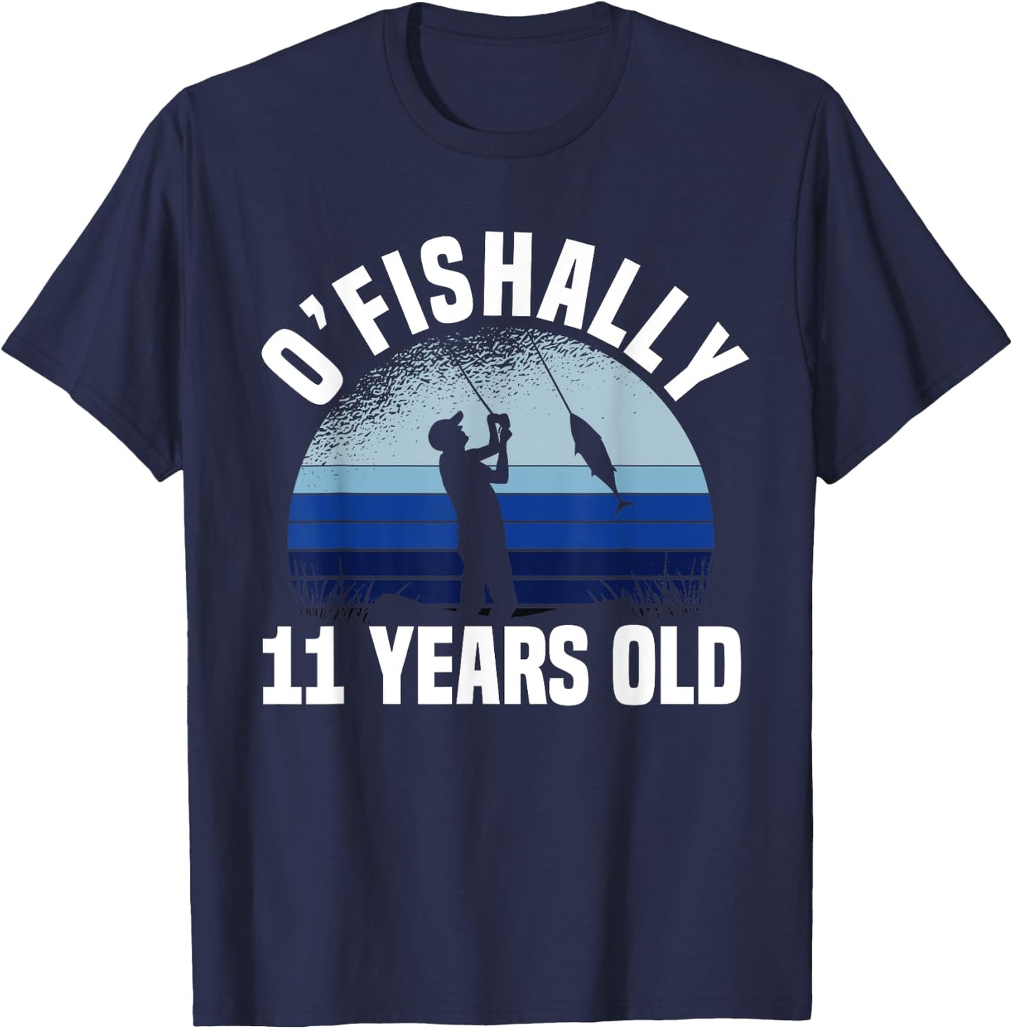 Ofishally 11 Years Old Fisherman 11th Birthday Fishing T-Shirt - T-Shirt | Navy