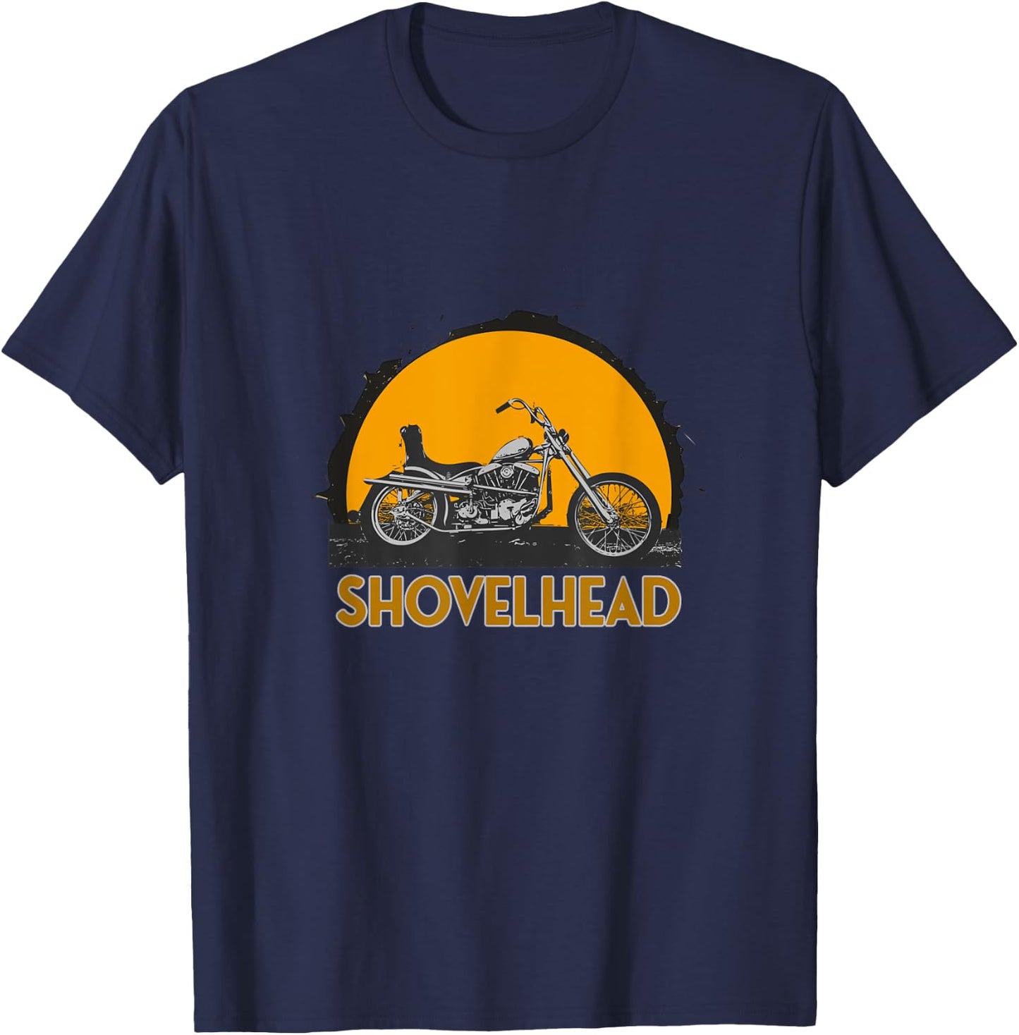 Old School HD Shovelhead Chopper Bobber Motorcycle Biker T-Shirt - T-Shirt | Navy