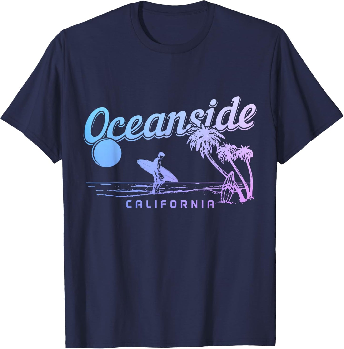 Oceanside California Surf Beach Vintage Souvenir Surfer T-Shirt - T-Shirt | Navy