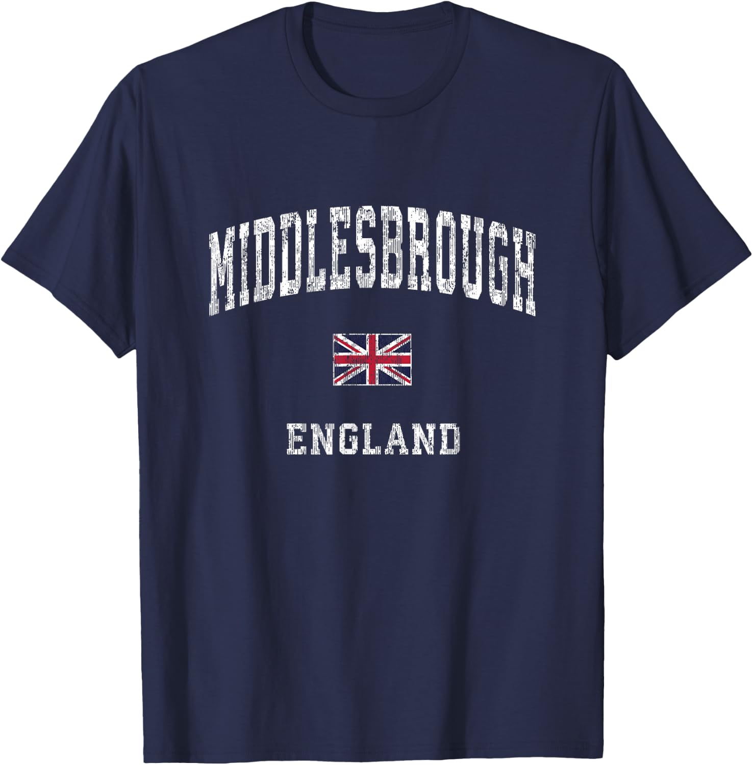 Middlesbrough England Vintage Athletic Sports Design T-Shirt - T-Shirt | Navy