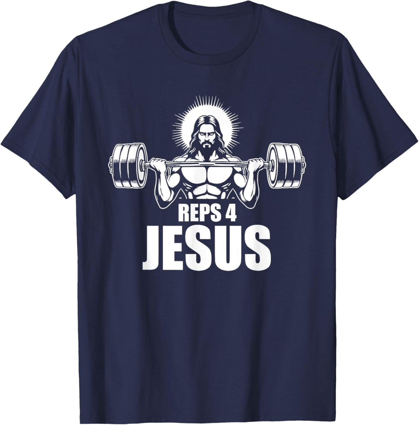 Reps 4 Jesus Gym Christian Weightlifting Workout T-Shirt - T-Shirt | Navy