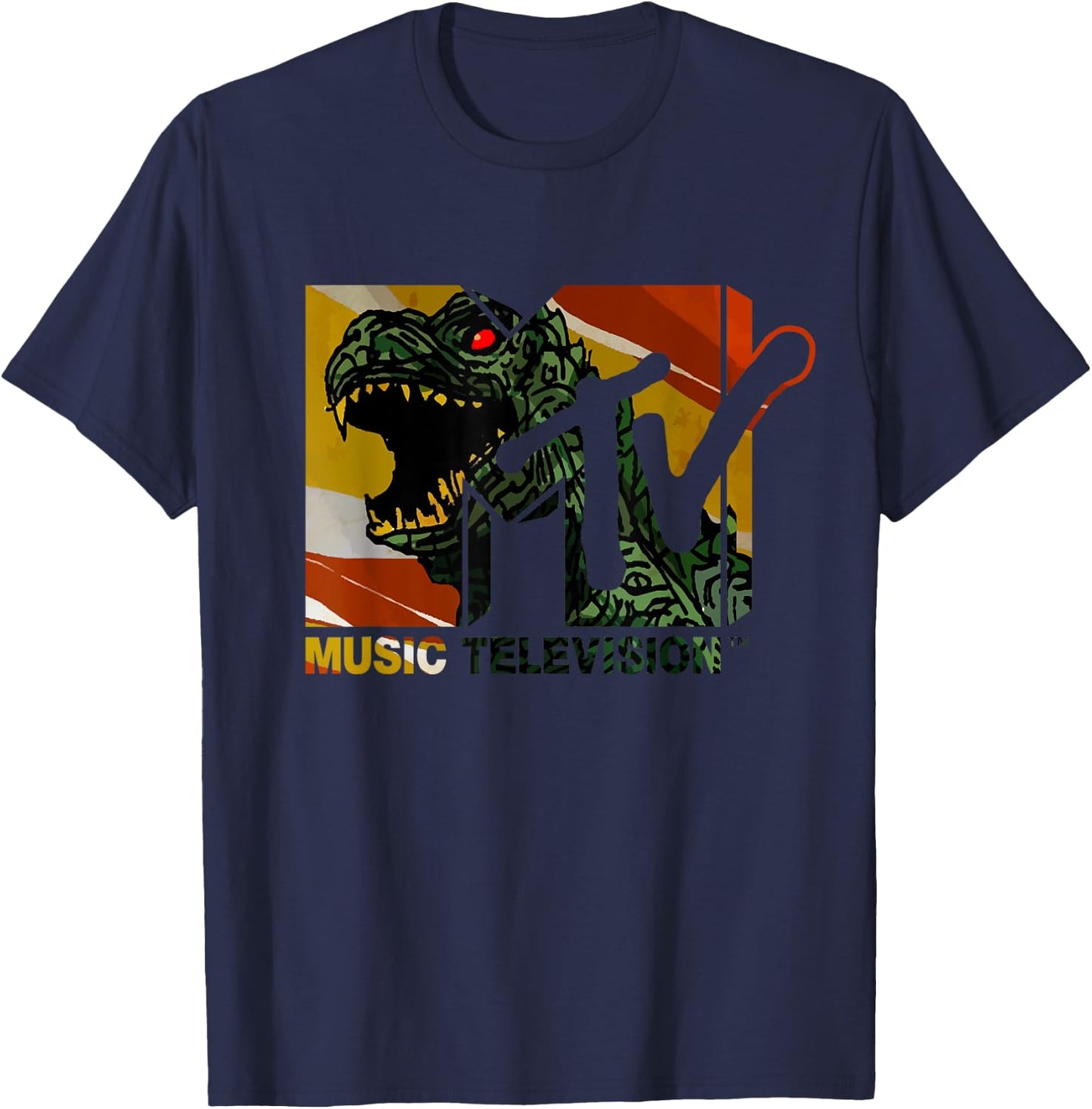 Mademark x MTV - MTV Logo Monster will Eat You Vintage Graphic Men & Women T-Shirt - T-Shirt | Navy